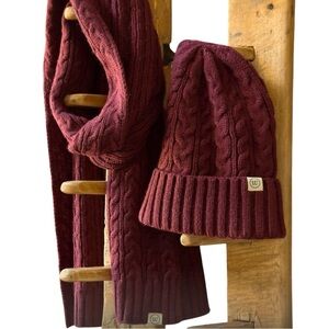 Wantable Burgundy Cable Knit Beanie Scarf Cozy Winter Gift Set OS